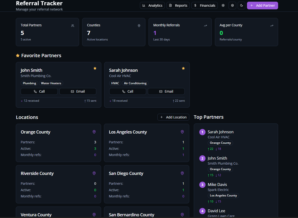 1 Shot Referral application screenshot