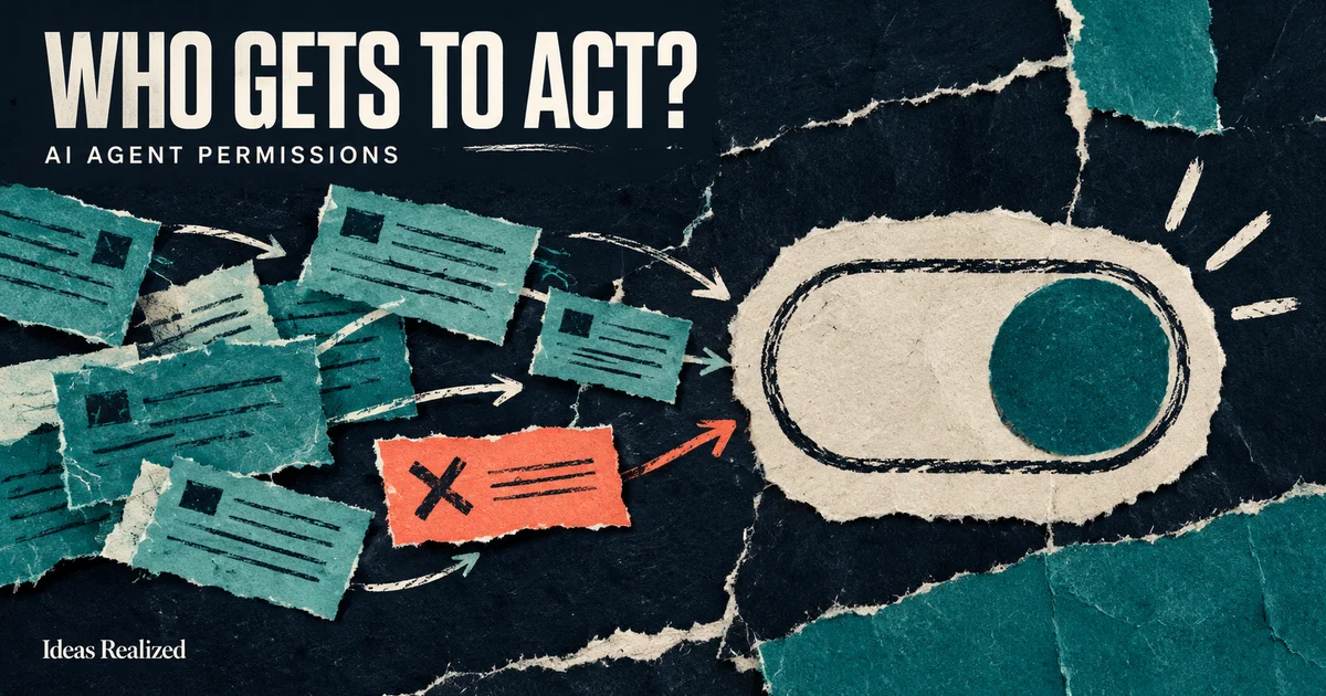 Paper requests approach an approval switch. Who gets to act? AI agent permissions.